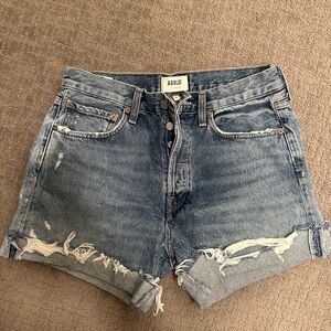 Agolde Distressed Blue Jean Shorts